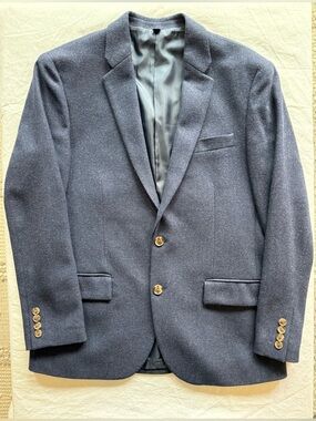 J.Crew Factory Thompson Wool Blazer 40S Navy Blue Tailored Fit Two Button